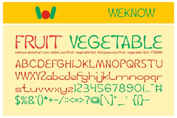 Fruit and Vegetable Font for Web Design